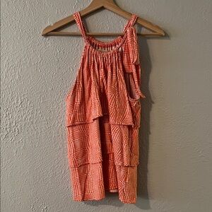 Michael Kors Orange Patterned Sleeveless Top